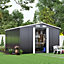 10 x 8 ft Charcoal Black Metal Garden Shed Apex Roof with Base