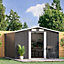 10 x 8 ft Metal Shed Garden Storage Shed Apex Roof Double Door with Base Foundation, Charcoal Black