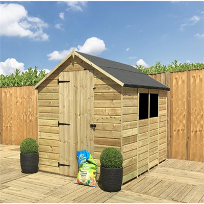 10 x 8 Garden Shed Pressure Treated T&G Single Door Apex Wooden Garden Shed - 3 Windows (10' x 8') / (10ft x 8ft) (10x8)