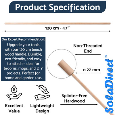 10 x Beech Wood Handle for Broom