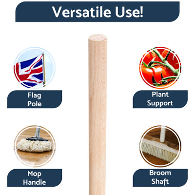 10 x Beech Wood Handle for Broom - 3