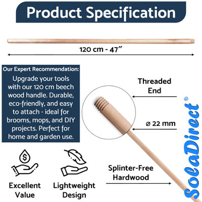 10 x Beech Wood Handle for Broom