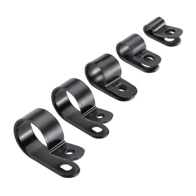 10 x Black 6mm P Clips for Conduit, Cable, Tubing & Sleeving