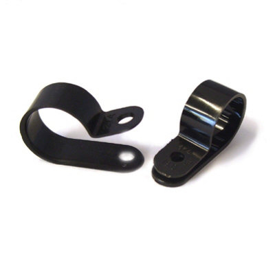 10 x Black Nylon 4.8mm P Clips for Conduit - 3