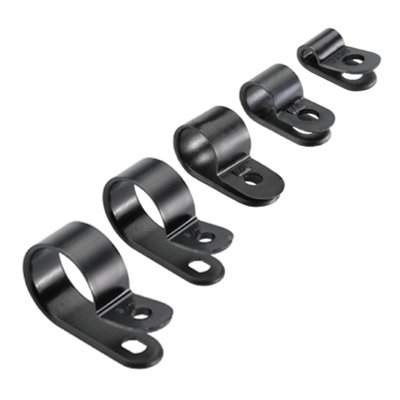 10 x Black Nylon Plastic P Clips - Fasteners for Conduit, Cable, Tubing & Sleeving ( 12mm )