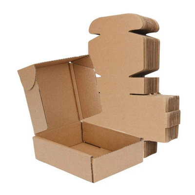 10 x Brown 5x4x3" Strong Single Wall Die Cut Packing Shipping Boxes - 3