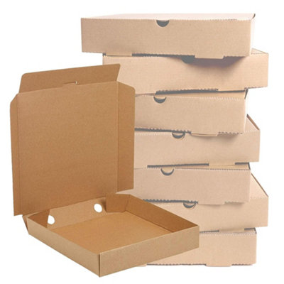 10 x Brown 7" (7.5 x 7.5 x 1.5") Takeaway Slim Postage - 3