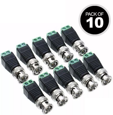 10 x Cat5 To Bnc Power Plug Male Terminal Connector Adapter For Cctv ...