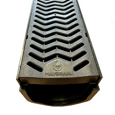 10 x Drainage Channel Polydrain Heelguard 1m Lengths & 2 Stop end Blanks Storm Drain Channel Linear 13cm High by 12cm Wide