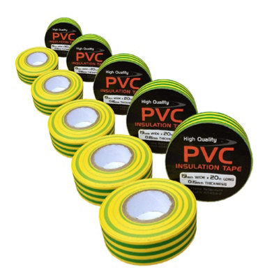 10 x Electrical Yellow/Green Earth PVC Insulation Tape 19mm x 20m Flame ...