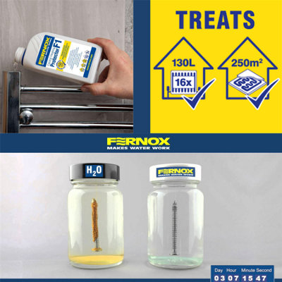 10 x Fernox F1 Protector 56599 500ml Central Heating Inhibitor Multipack - 3
