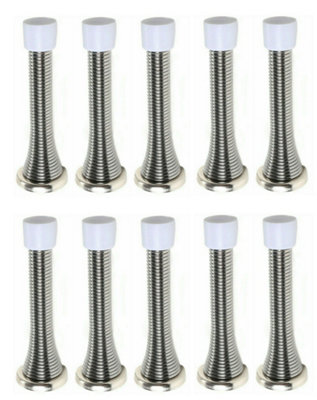 10 x fiXte Wall Mounted Chrome Spring Door Stop Sprung Stopper Skirting ...
