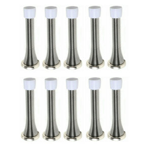10 x fiXte Wall Mounted Chrome Spring Door Stop Sprung Stopper Skirting Board Buffer