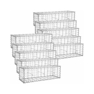10 x Gabion Stone Wire dia 4mm Mesh size 10 x 5cm Galvanized 100 x 30 x 30cm GGB033 (10 x GGB133) - 3