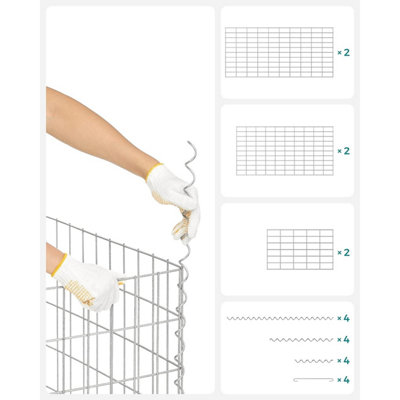 10 x Gabion Stone Wire dia 4mm Mesh size 10 x 5cm Galvanized 100 x 50 x 30cm GGB053 (10 x GGB153) - 7