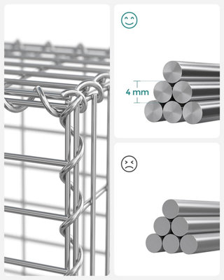 10 x Gabion Stone Wire dia 4mm Mesh size 10 x 5cm Galvanized 100 x 80 x 30cm GGB083 (10 x GGB183) - 6