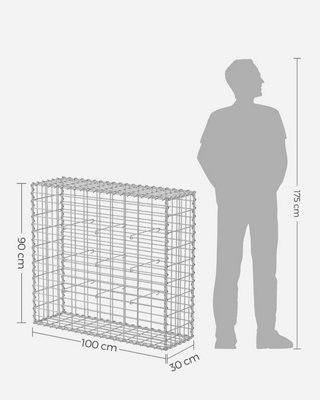 10 x Gabion Stone Wire dia 4mm Mesh size 10 x 5cm Galvanized 100 x 90 x 30cm GGB093 (10 x GGB193) - 8