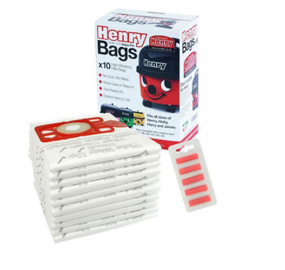 Henry Hoover Vacuum Bags & Filter Kit - 10 Disposable Bags + 10 Air Fresheners + 1 Cloth Filter
