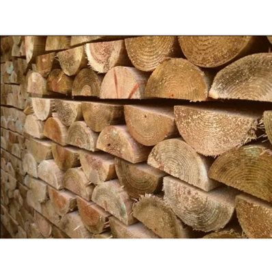 10 x Half Round Wooden Rails HC4 Pressure Treated 1.8m tall x 100mm Wide
