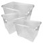 10 x Heavy Duty Multipurpose 80 Litre Home Office Clear Plastic Storage Containers With Lids