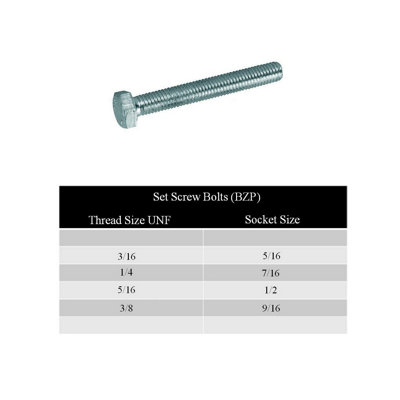 10 x Hex Head Set Screw Bolts 3/16 x 1" UNF