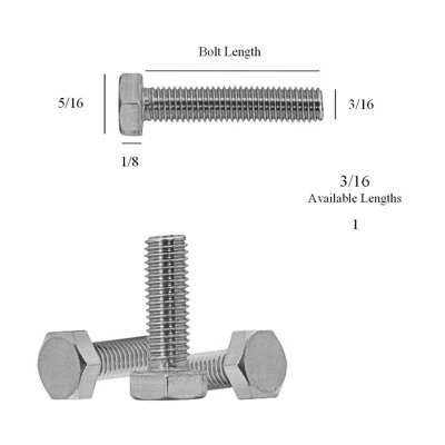 10 x Hex Head Set Screw Bolts 3/16 x 1" UNF - 3