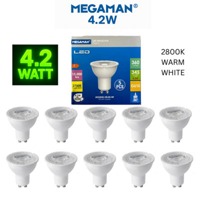 10 X Megaman LED GU10 4.2W Par16 Lamp 2800k Spotlight LIGHT Bulbs WARM ...