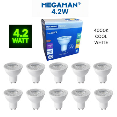 10 X Megaman LED GU10 4.2W Par16 Lamp 4000k Spotlight LIGHT Bulbs COOL ...