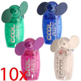 10 X Mini Portable Pocket Fan Cool Air Hand Held Battery Travel Blower 4 Cooler