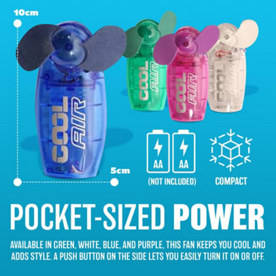 10 X Mini Portable Pocket Fan Cool Air Hand Held Battery Travel Blower 4 Cooler - 3