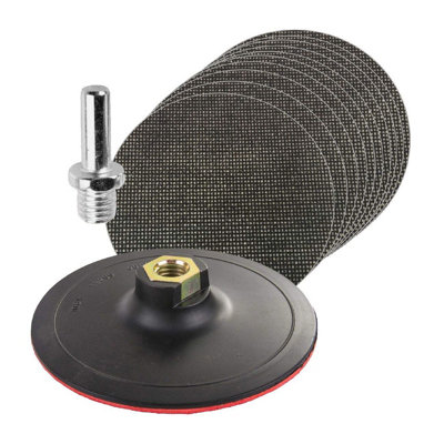10 x Mixed Hook & Loop 125mm Mesh Sanding Discs with Backing Pad ...