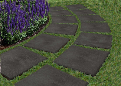 10 x Nicoman Square Stomp Stone Graphite Grey 30cm x 30cm - 8