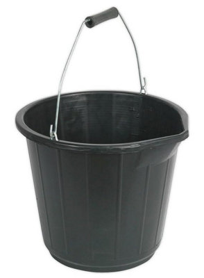 10 x PEGDEV - PDL - Black Builders Buckets, Made in the U.K. - Perfect for Construction, Animal Feed, and More (3 Gallon)