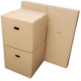 10 x Plain Corrugated Cardboard Boxes Packing House Moving Cartons Multi Use 21" x 21" x 16" With Handles