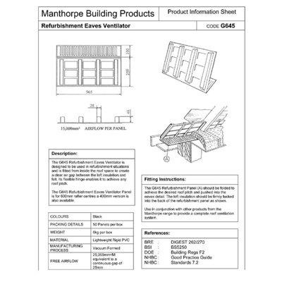 10 x Refurbishment Eaves Panel Vents Suits 600mm Rafter Width for Roof ...