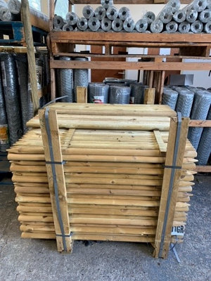 10 x Round Wooden Fence Posts Stakes HC4 Pressure Treated 1.2m tall x 40mm Diameter - 3