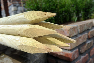 10 x Round Wooden Fence Posts Stakes HC4 Pressure Treated 1.2m tall x 50mm Diameter