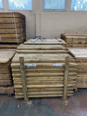 10 x Round Wooden Fence Posts Stakes HC4 Pressure Treated 1.2m tall x 50mm Diameter - 4
