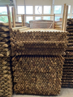 10 x Round Wooden Fence Posts Stakes HC4 Pressure Treated 1.8m tall x 50mm Diameter - 3