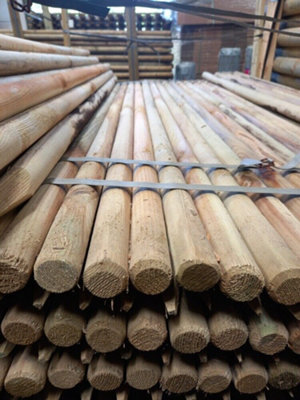 10 x Round Wooden Fence Posts Stakes HC4 Pressure Treated 1.8m tall x 75mm Diameter - 3