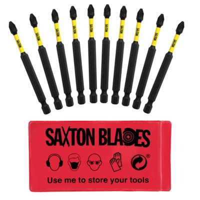 10 x Saxton PZ2 89mm Long Magnetic Impact Duty Screwdriver Pozidrive Drill Driver Bits