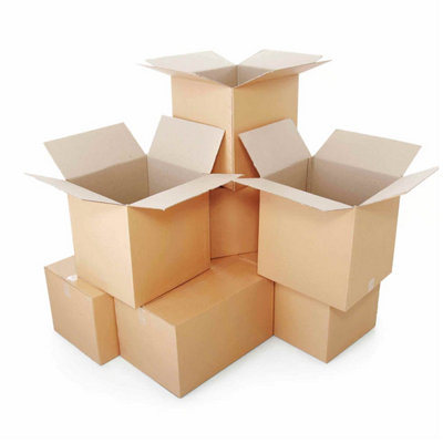 10 x Single Wall 12 x 9 x 9" (305x229x229mm) Strong Cardboard Shipping Boxes For House Moving & Storage