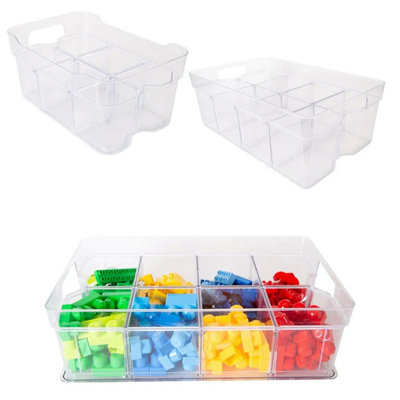 10 x Small (25.5x18.5x9cm) Adjustable & Stackable Storage Organisers With Modular Compartments For Crafts & Beads