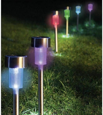 10 x Solar Powered Colour Changing LED Stake Lights Garden Path Border Driveway Outdoor - 5