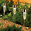 10 x Solar Powered Fluted Marker Lights - Outdoor Garden LED Stake Lights for Pathways, Borders, Pots - Each H36 x 5cm Diameter
