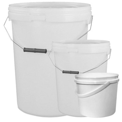 10 x Strong Heavy Duty 20L White Multi-Purpose Plastic Storage Buckets With Lid & Handle