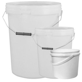 10 x Strong Heavy Duty 25L White Multi-Purpose Plastic Storage Buckets With Lid & Handle