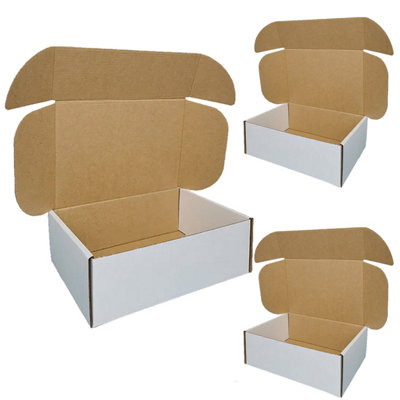 10 x White 10x6x4" Strong Single Wall Die Cut Packing Shipping Boxes - 3