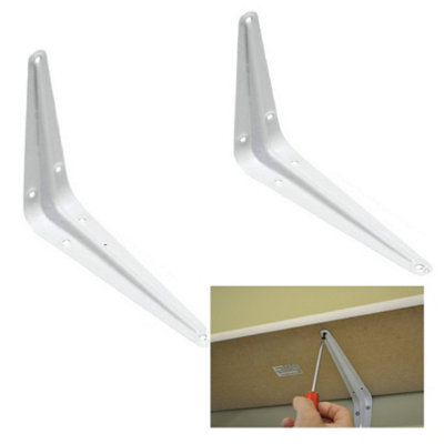 10 x White Metal Shelf Support London Brackets / 6 x 8 inch / 152mm x 203mm