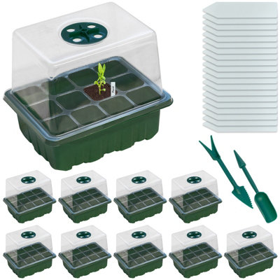 10 x Woodside Seed Tray Propagator Set Reusable Germination Tray Kit ...